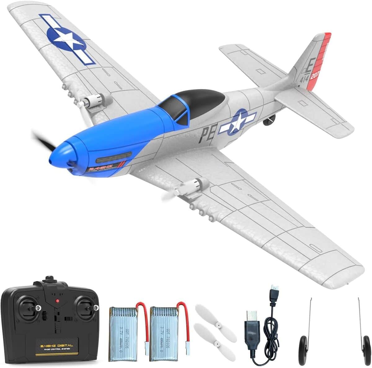 Essai VOLANTEXRC P51D Mustang Blu : avion RC 2CH facile pour tous