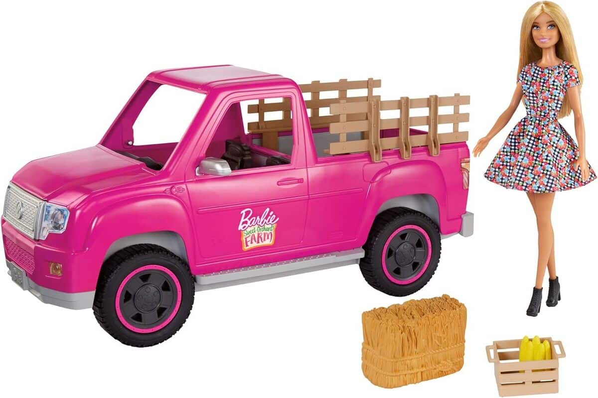 Test Barbie Ferme : poupée, pickup Rose et Accessoires