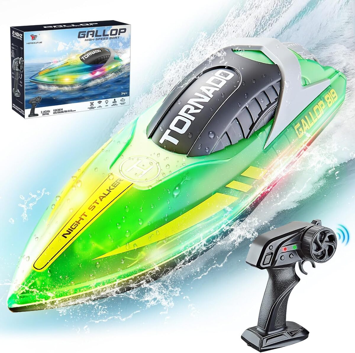 Test Bateau Télécommandé JONRRYIN : vitesse et LED sur l'Eau