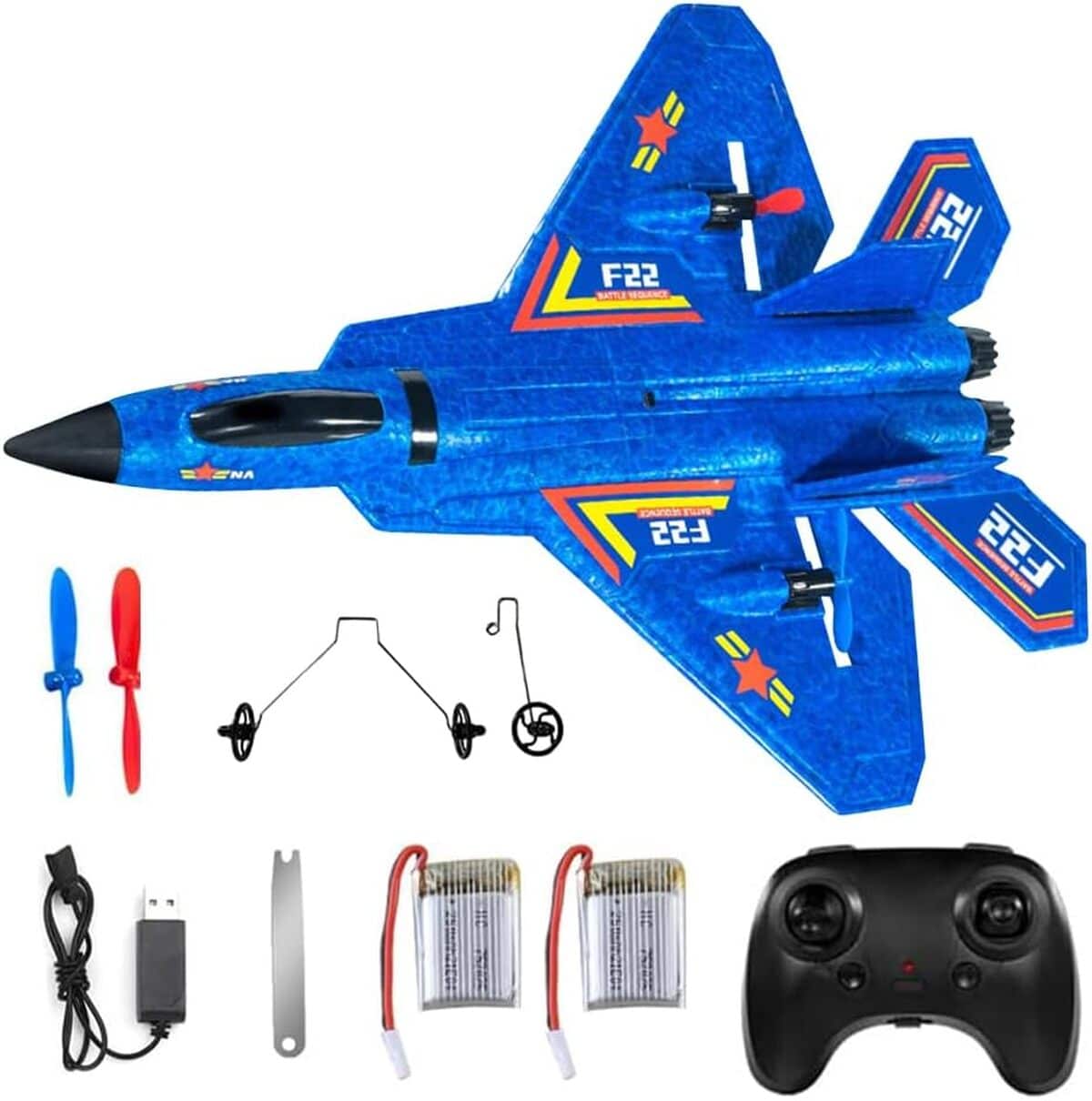 Test : avion télécommandé KQWVZ F-22, le chasseur bleu pour débutants