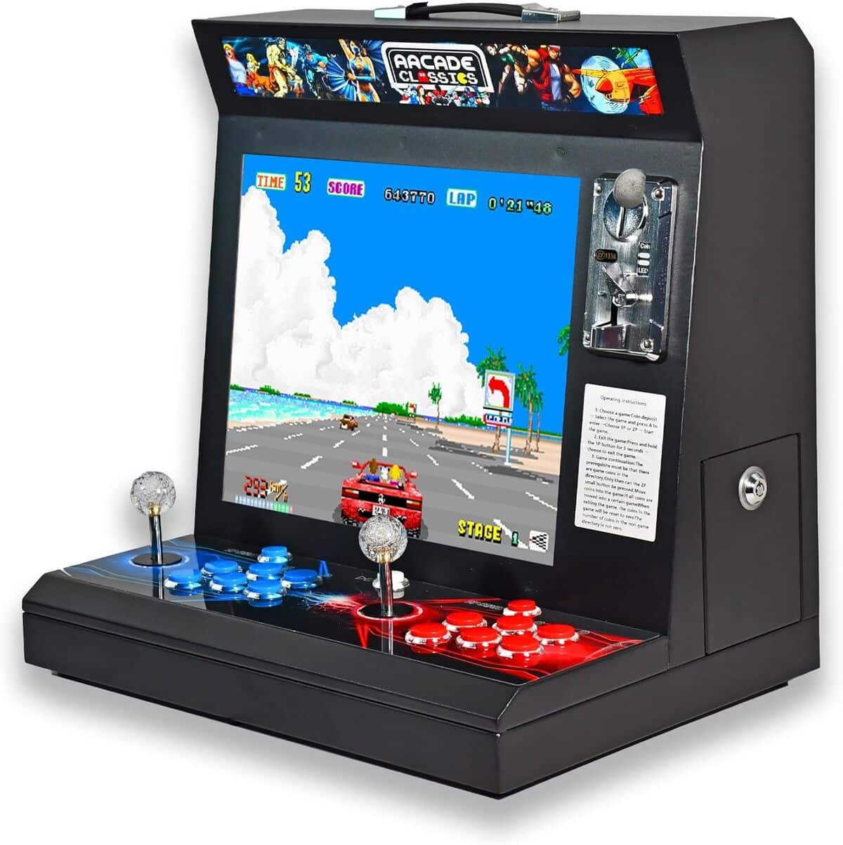 Test de la borne arcade 17" : 9800 jeux, options porte-monnaie et mode gratuit