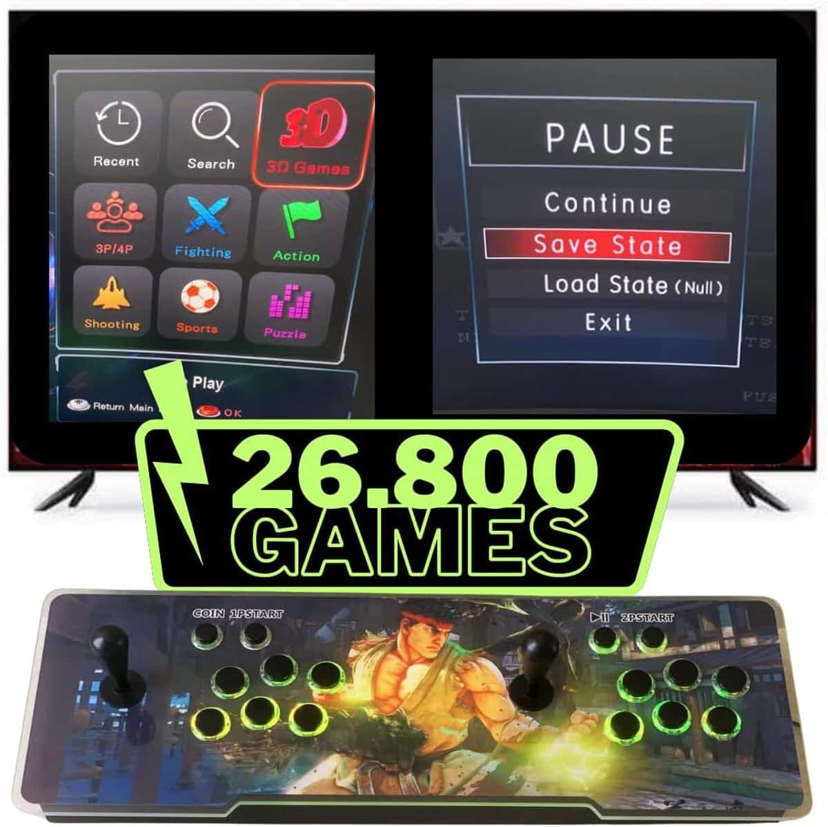 Test de la console d'arcade : 26 800 jeux rétro et LED colorées