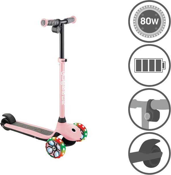 Globber E Motion 4 Plus - 3 Wheel Electric Kids Scooter - from 6 Years Plus - Dual Braking System - 2 Year Warranty