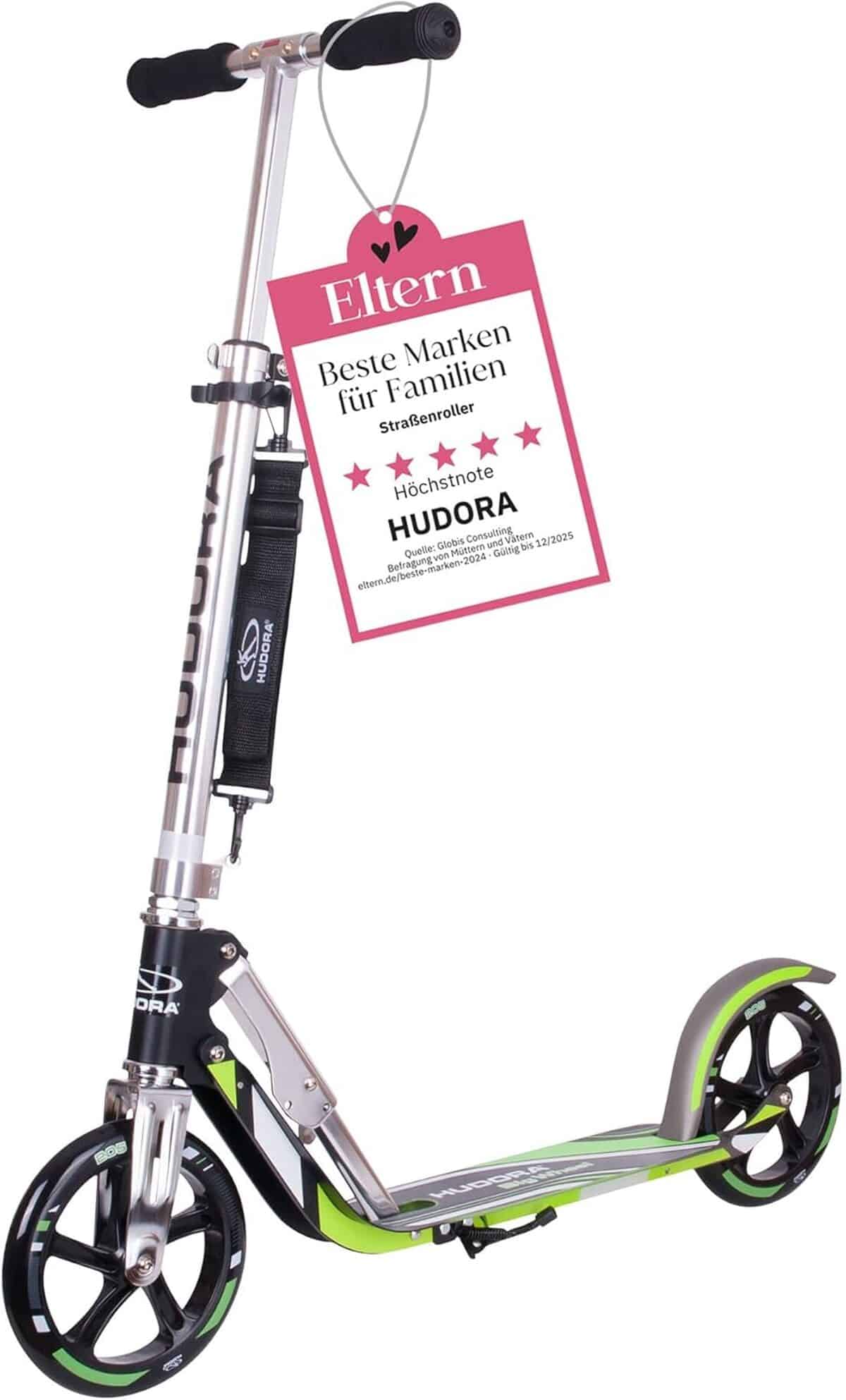 Test de la trottinette Hudora Big Wheel GS 205 noir/vert