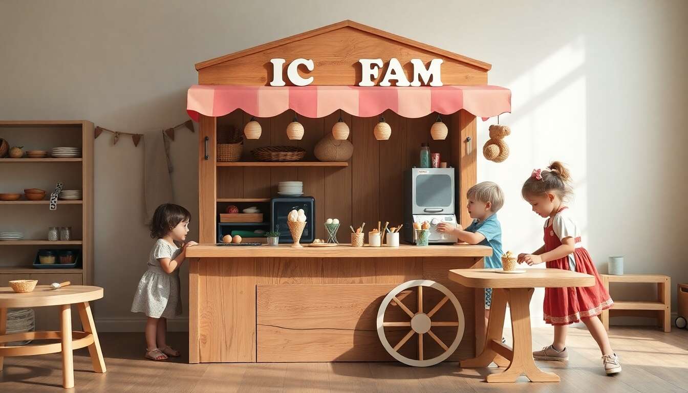 Comptoir des Glaces en Bois : jeu de Rôle Montessori pour Enfants