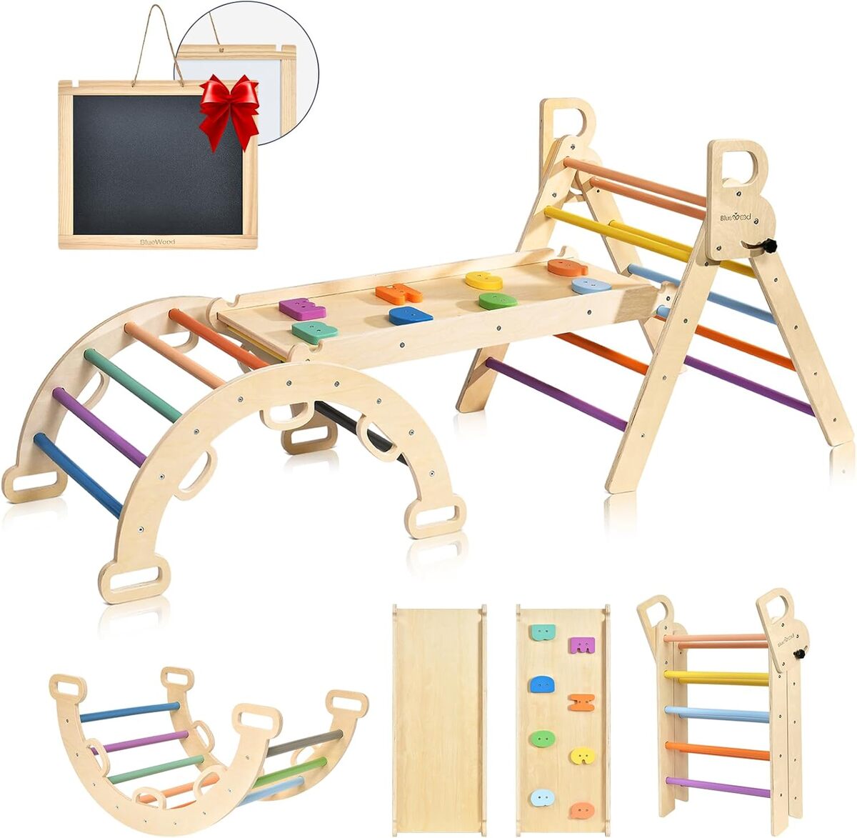 Test : blueWood 7 en 1 triangle d'escalade Montessori en bois hêtre