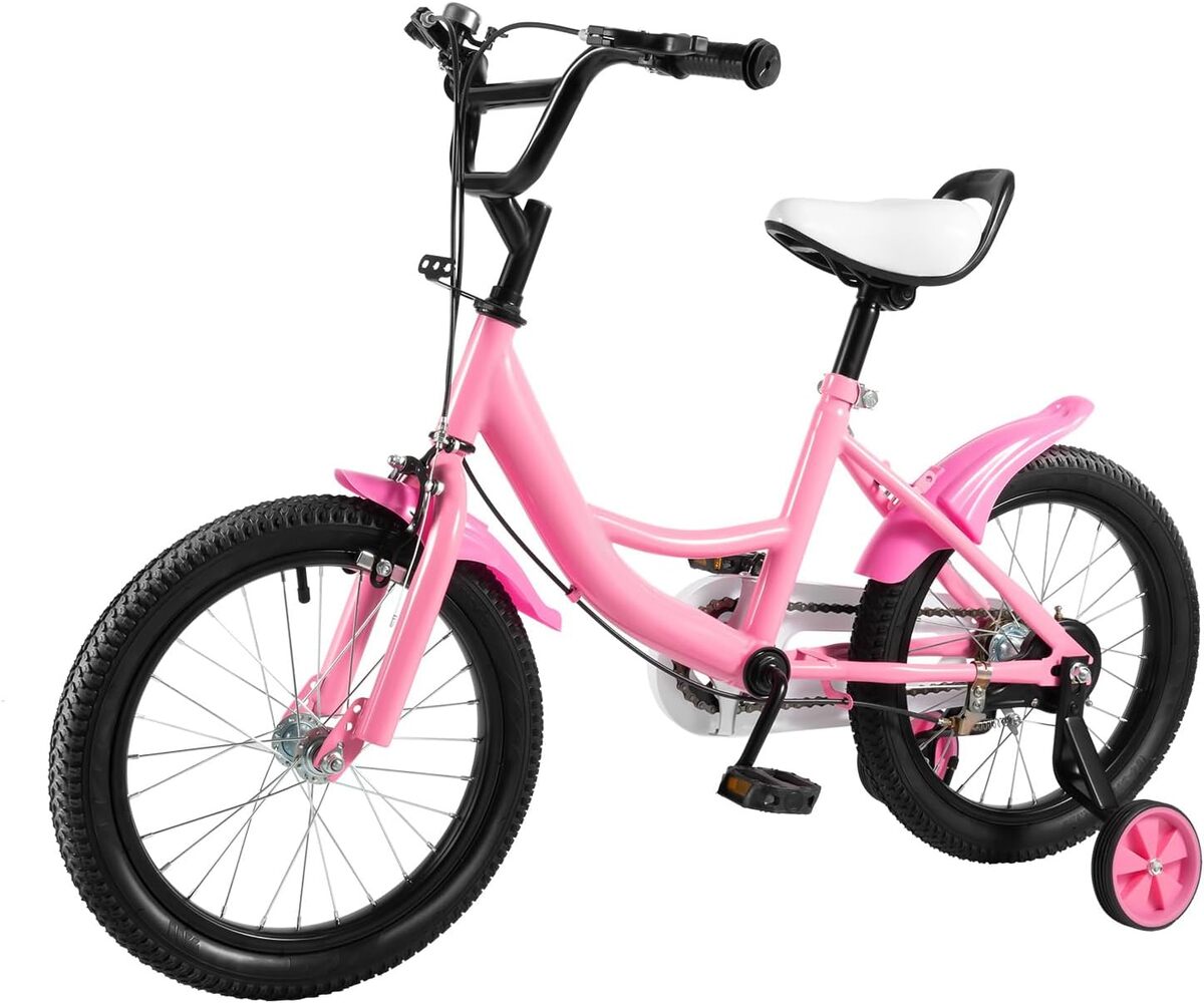 Test vélo enfants DAOHHFO 16 pouces stabilisé rose