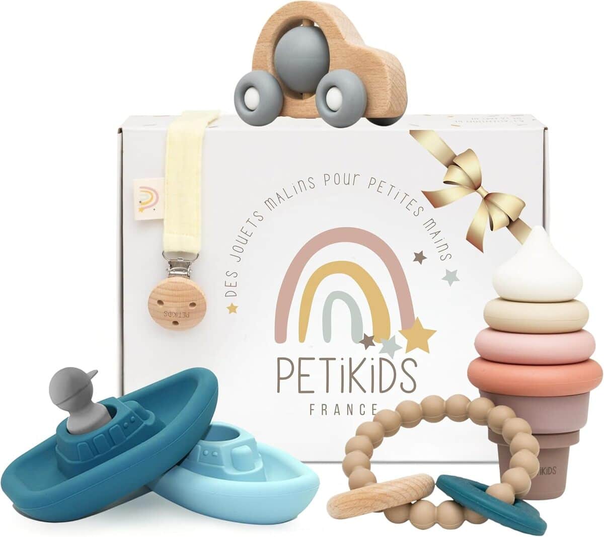 Avis sur le coffret cadeau naissance jouets Montessori en bois & silicone