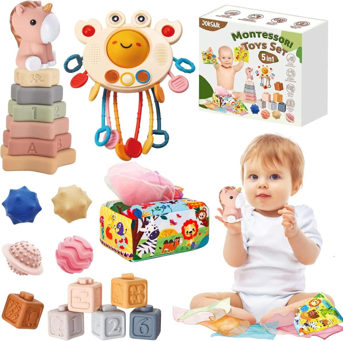 Test du jouet bébé JOKSNK Montessori : 5 jeux sensoriels en 1