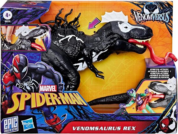 SPIDER-MAN Marvel Epic World of Action Venomversus Venomsaurus Rex Figurine d'action de 40 cm avec Dino Chomp, jouets de super héros pour enfants à partir de 4 ans