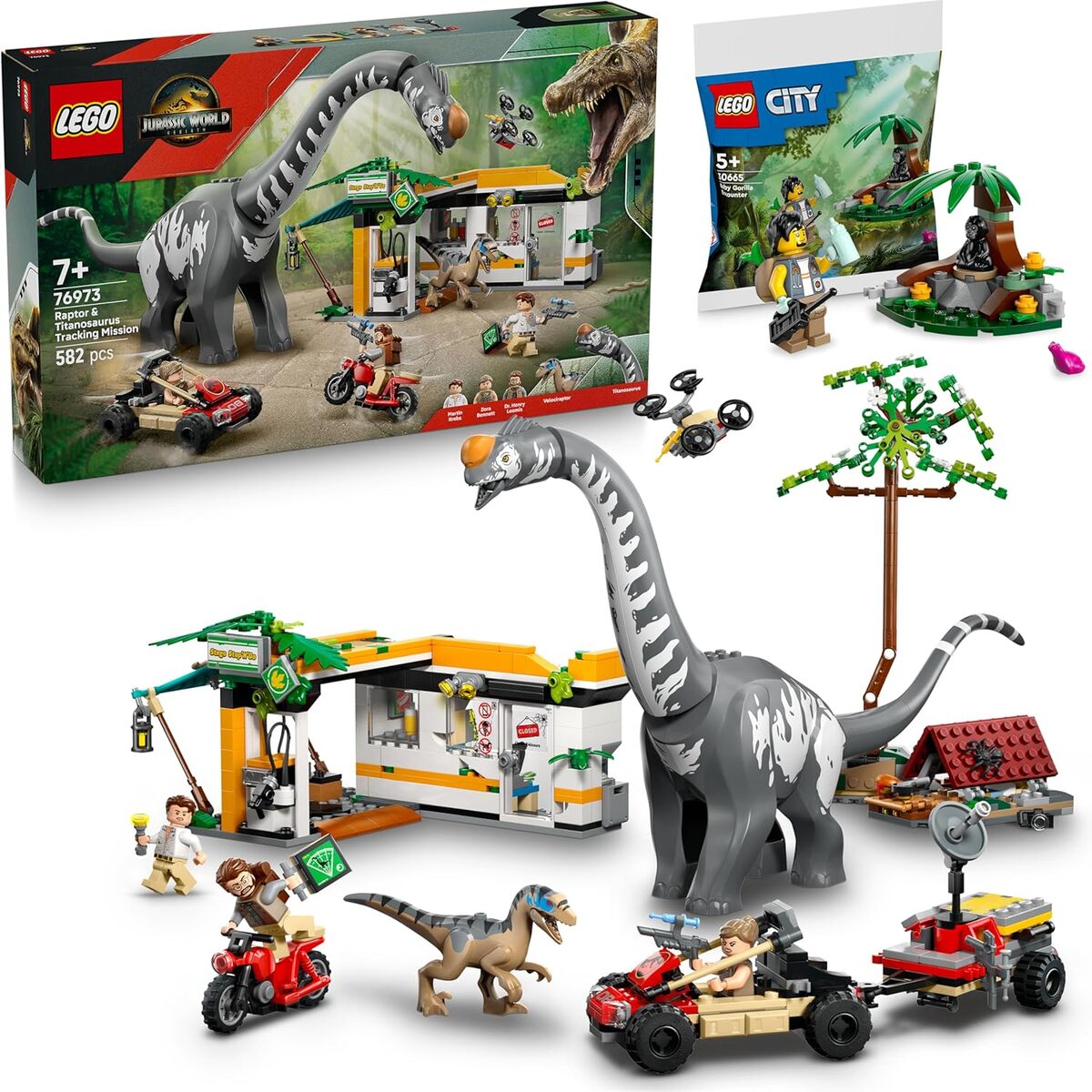 Test : lego Jurassic World Raptor & Titanosaurus 76973