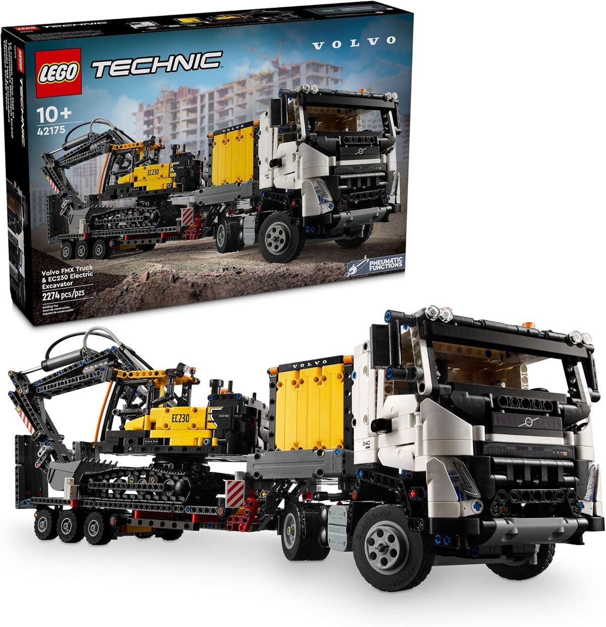 Test : lEGO Technic camion Volvo FMX et pelle électrique EC230