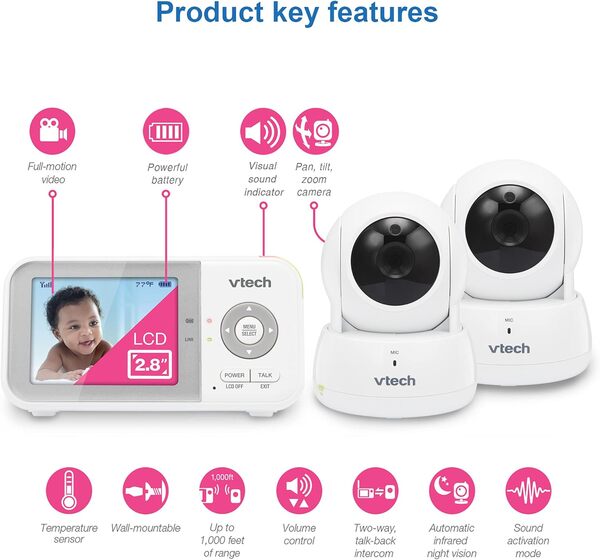 VTech VM923-2 Moniteur pour bébé, écran 2,8