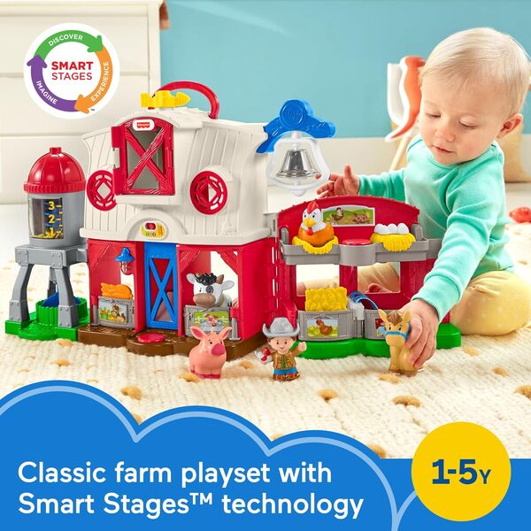 Fisher-Price Little People Jouet d'apprentissage pour Tout-Petits à partir de 1 an - Jeu de Ferme avec étapes intelligentes pour Jeux de rôle