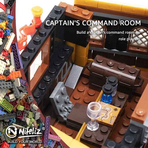 Nifeliz Briques de Construction Bateau Pirate - Pirate Noir - Jouet de Construction - Cadeau de Pirate pour Adultes et Adolescents (1334 pièces)