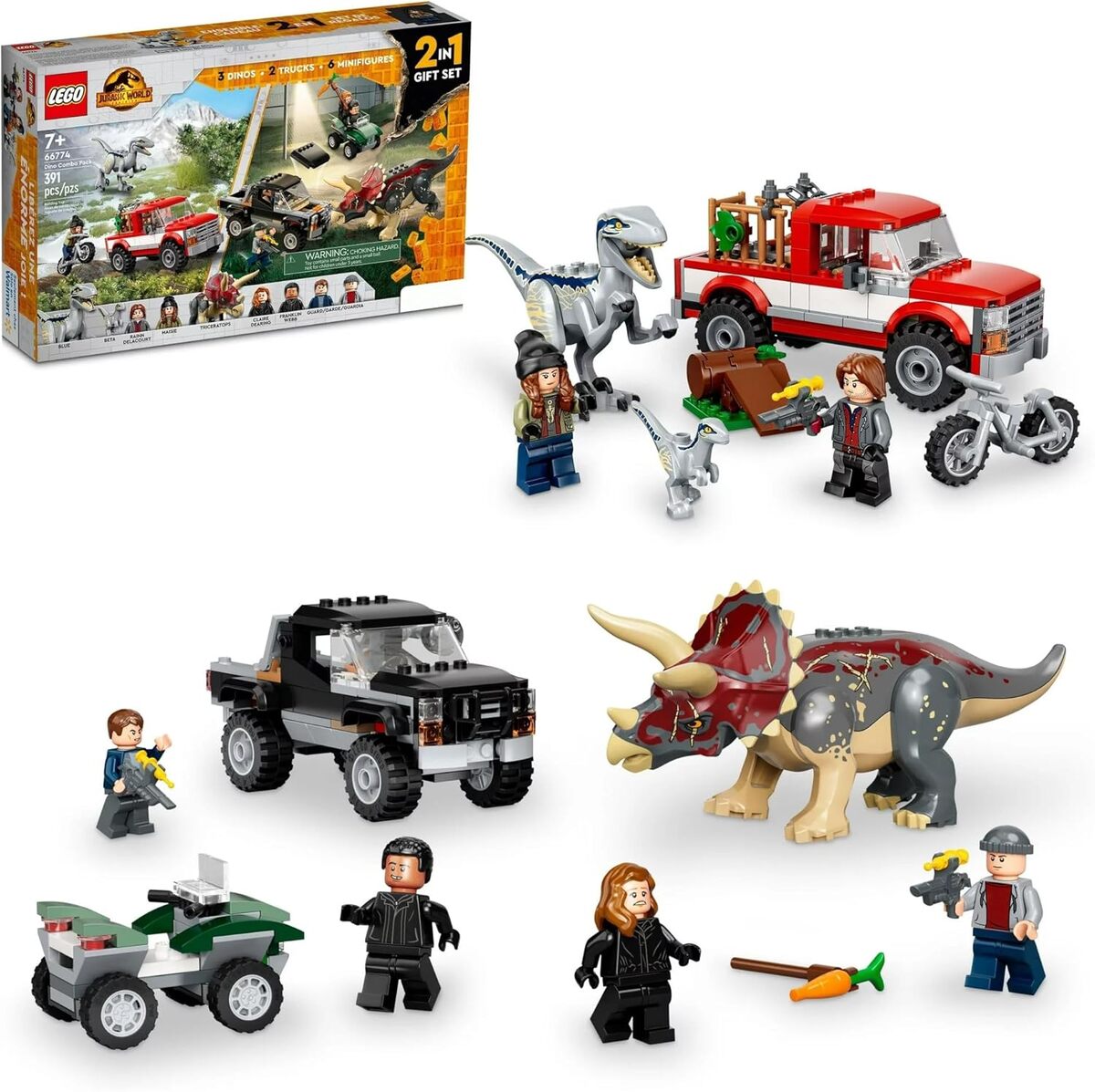 Test : lEGO Jurassic World Dino Combo Pack, 2 en 1 Tricératops et Velociraptor