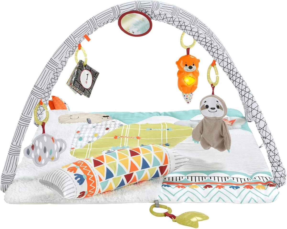 Fisher-Price 2-In-1 Schommelende Otter, Pluchen Zintuiglijk Babyspeelgoed Voor Op De Buik Spelen