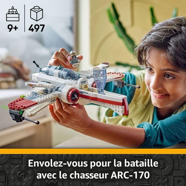 LEGO Star Wars 75402 Le Chasseur ARC-170-4 minifigurines Dont des Pilotes Clones et 1 droïde R4-P44 - Idée de Cadeau pour Les Fans de La Revanche des Sith - Jouet Collector pour garçons dès 9 Ans