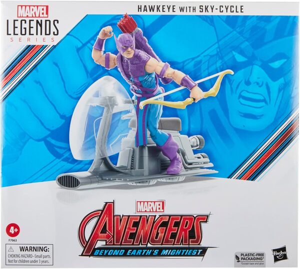 Marvel Hasbro Legends Series, Figurine de Collection de 15 cm Hawkeye avec Sky-Cycle Avengers 60e Anniversaire