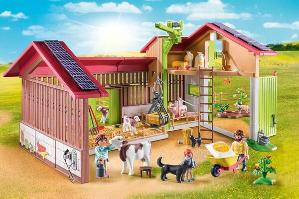 Playmobil 71304 Ferme avec Panneaux solaires - Country - avec Trois Personnages et des Animaux - Gamme Ferme avec Plus de 80% de matériaux recyclés ou biosourcés en Moyenne - Dès 4 Ans