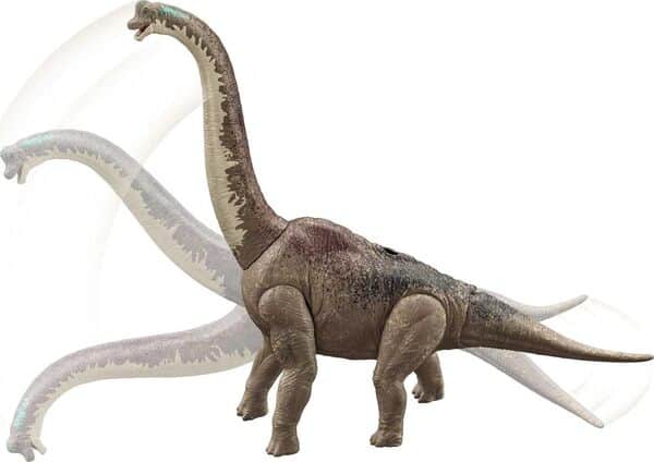 Mattel Jurassic World Figurine articulée Brachiosaurus, environ 80 cm de long, avec code ADN scannable, morphologie et aux décorations authentiques, Jouet Enfant, Dès 4 ans, HFK04
