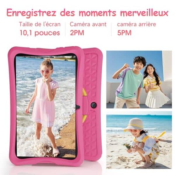 Découvrez la tablette DigiLand 10, 1 pouces rose avec étui protecteur et contrôle parental, conçue pour divertir et sécuriser l'expérience numérique de vos enfants.