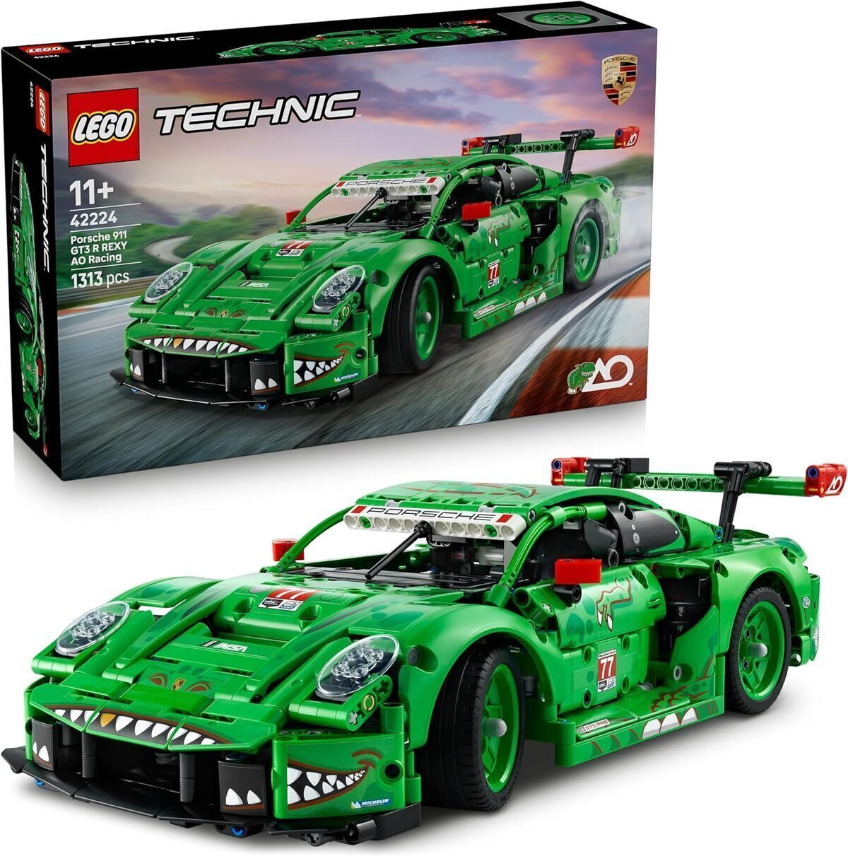 Test : lego technic porsche 911 gt3 r rexy, moteur et design dinosaure
